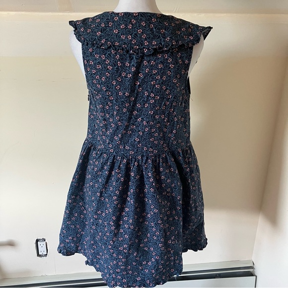 Aritzia Wilfred Blue Cotton Floral Rose Ruffle Mini Selma Dress size Small - Picture 5 of 8